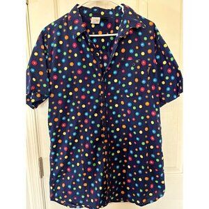 M&M's  Mars Button Up Short Sleeve Blue Shirt Size Large